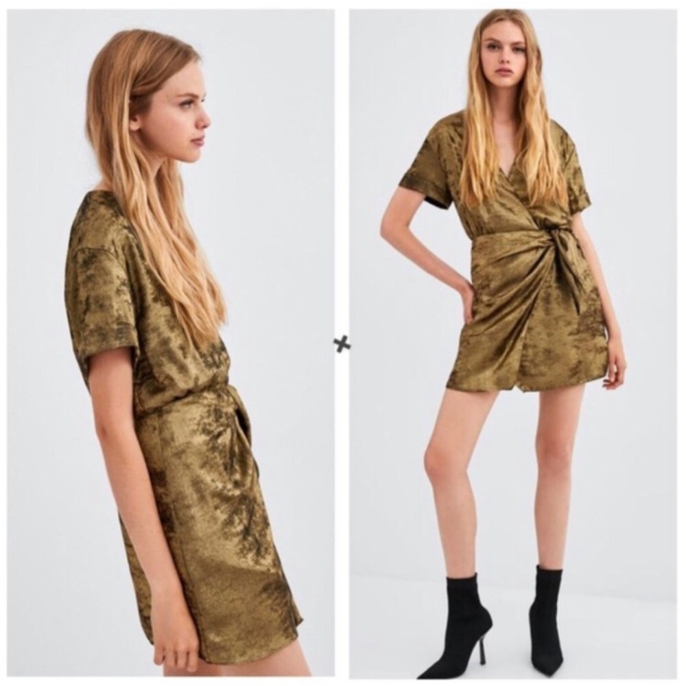 ZARA Metallic Gold Mini Dress